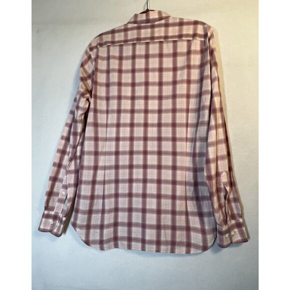 BONOBOS Mens Button Down Shirt Size L TAILORED FIT Purple Plaid Long Sleeve - Picture 2 of 9